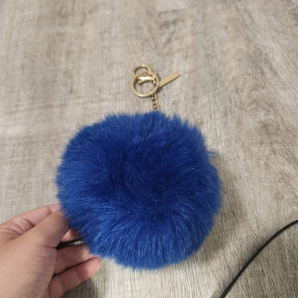 Aldo Blue Fuzzy Monster Pom Pom Keychain